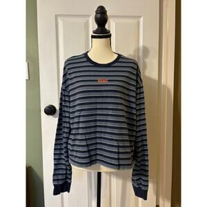 Vans Long Sleeve Blue Stripe Women's XL 90's Y2K 100% Cotton